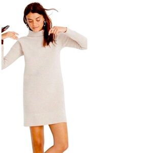 Madewell Women Small Skyscraper Sweater Dress Funnel Neck Ribbed Merino Wool